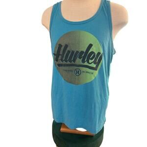 HURLEY TURQUOISE SKATE TANK TOP FRONT LOGO MENS LARGE